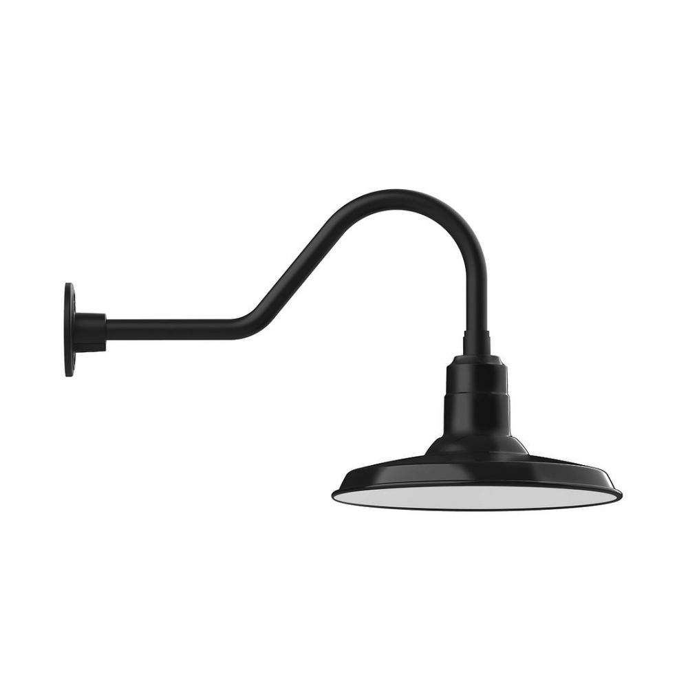 14" Warehouse shade, LED Gooseneck Wall mount, Black