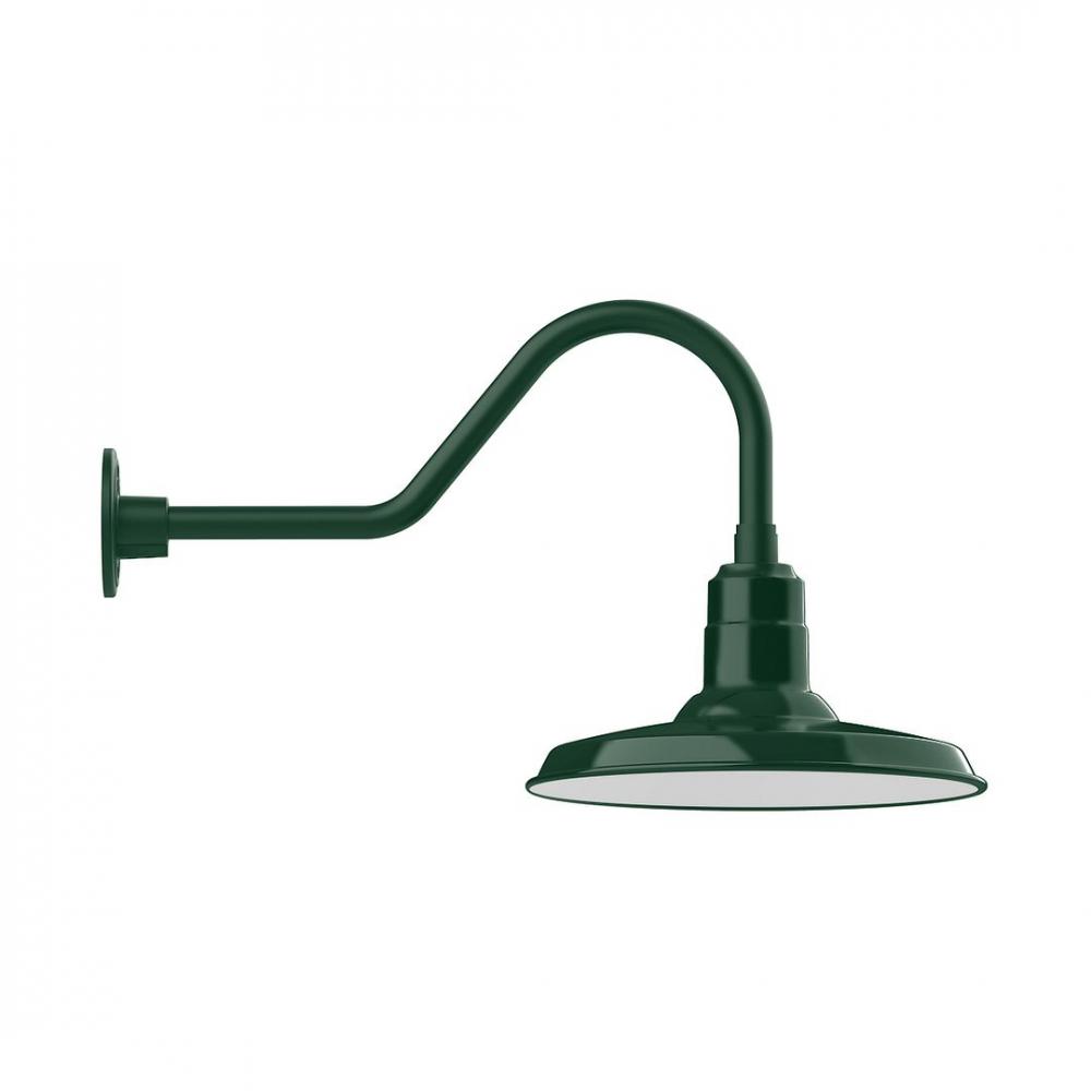 14" Warehouse shade, LED Gooseneck Wall mount, Forest Green