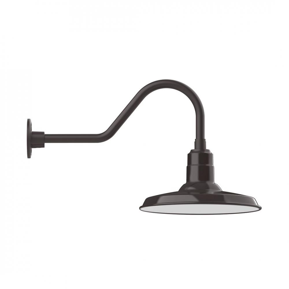 14" Warehouse shade, LED Gooseneck Wall mount, Architectural Bronze