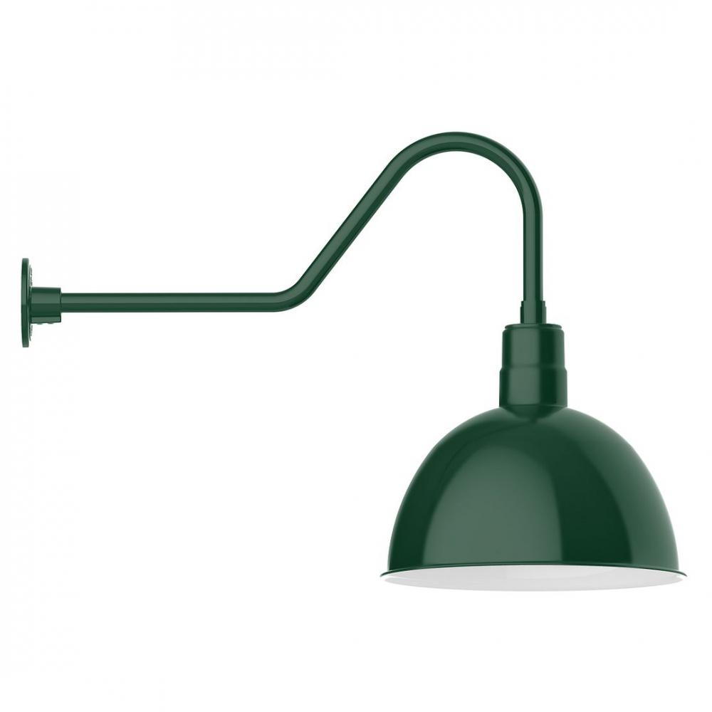 16" Deep Bowl shade, LED Gooseneck Wall mount, Forest Green