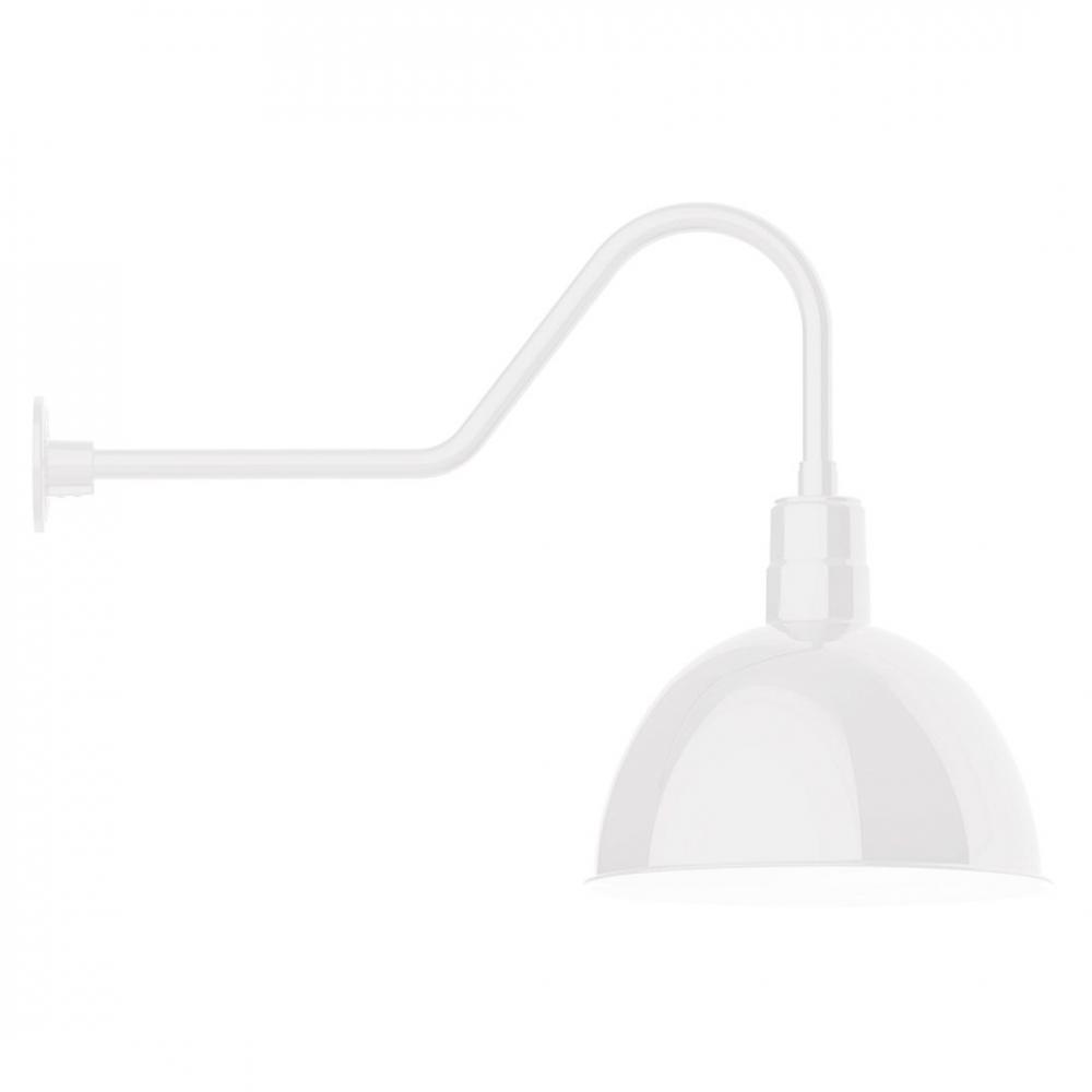 16" Deep Bowl shade, LED Gooseneck Wall mount, White