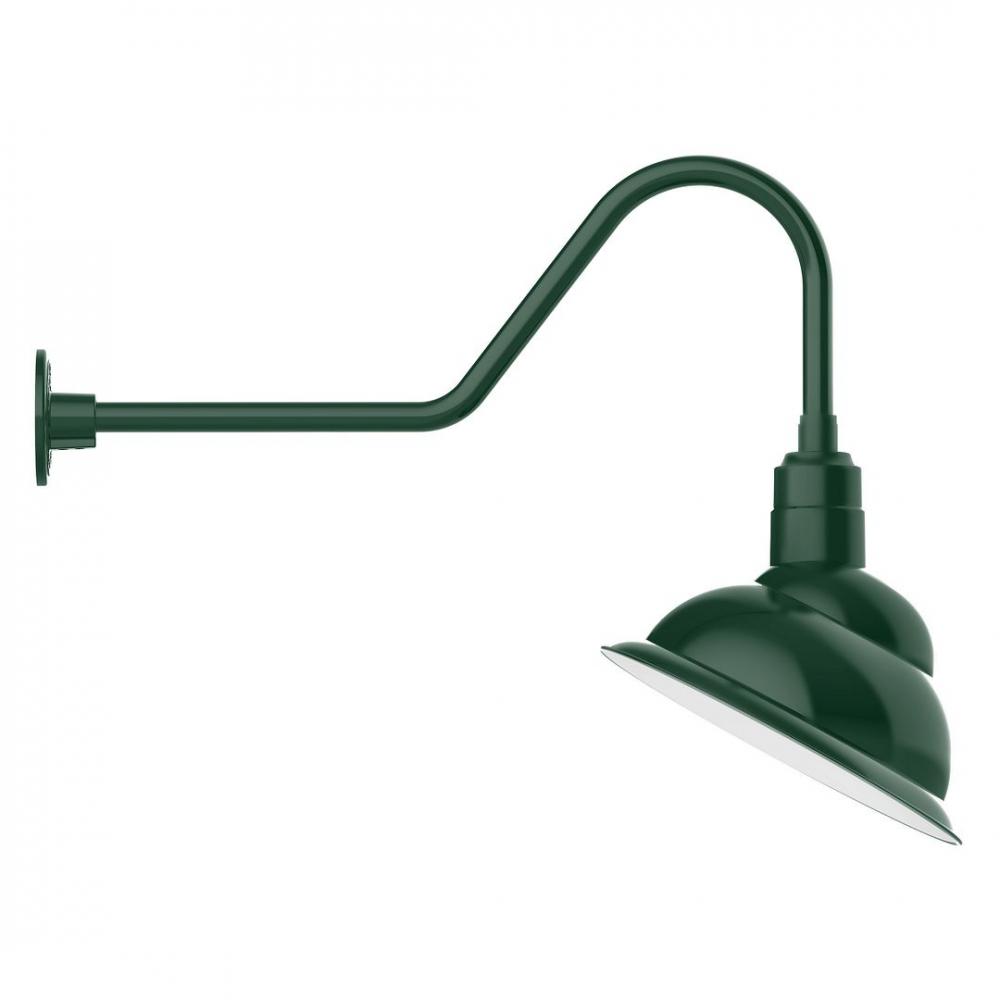 14" Emblem shade LED Gooseneck Wall mount, Forest Green