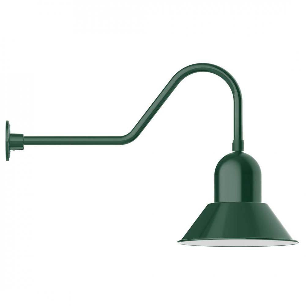 14" Prima shade, LED Gooseneck Wall mount, Forest Green