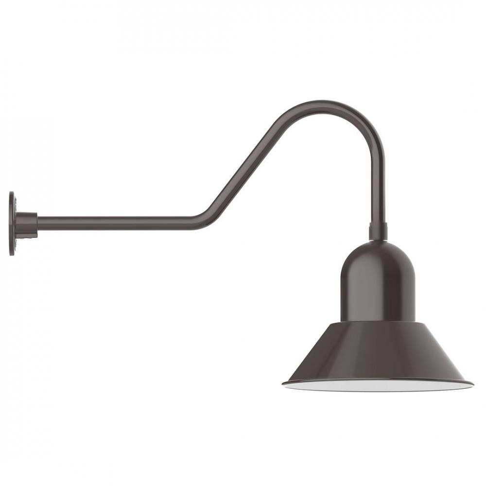 14" Prima shade, LED Gooseneck Wall mount, Architectural Bronze