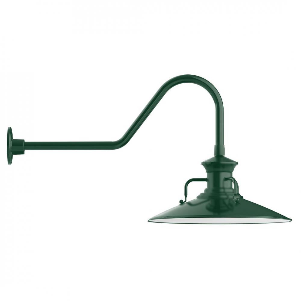 18" Homestead shade, LED Gooseneck Wall mount, Forest Green