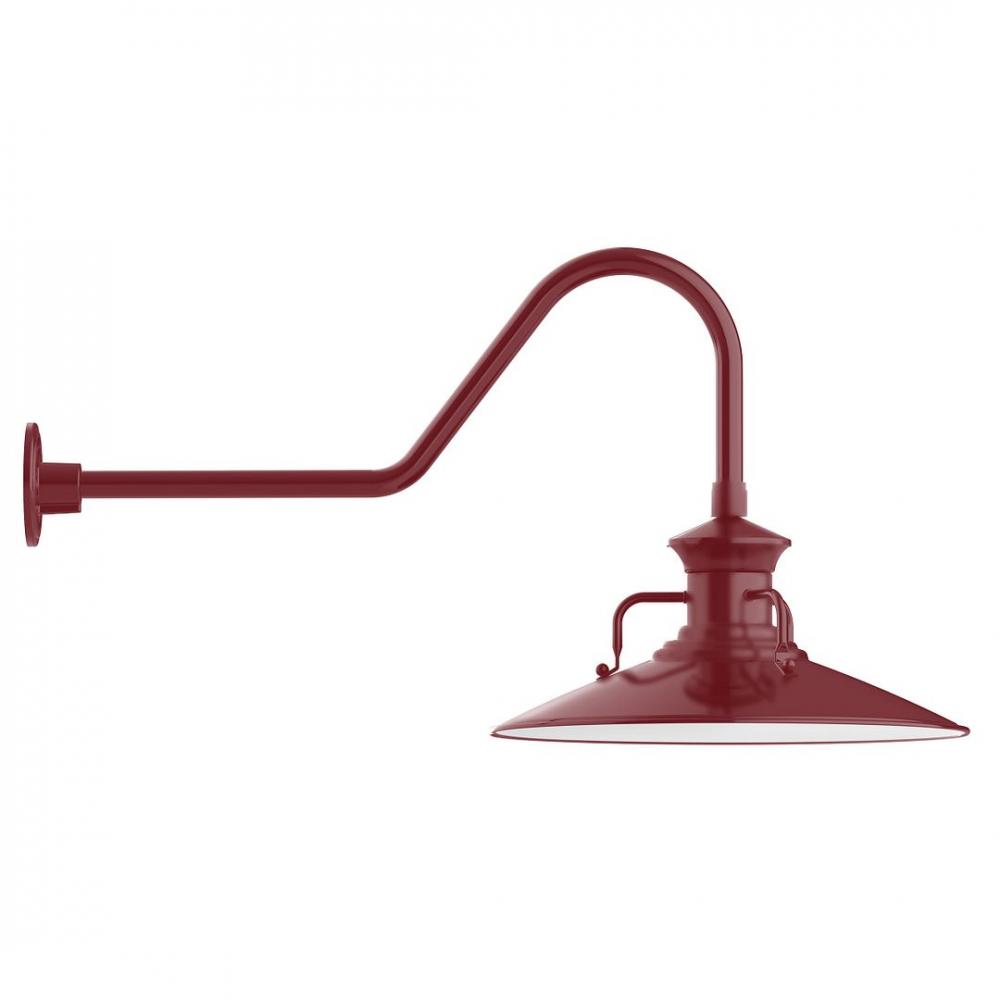 18" Homestead shade, LED Gooseneck Wall mount, Barn Red