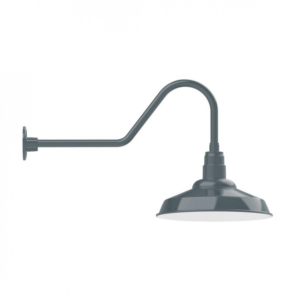 16" Warehouse shade, LED Gooseneck Wall mount, Slate Gray