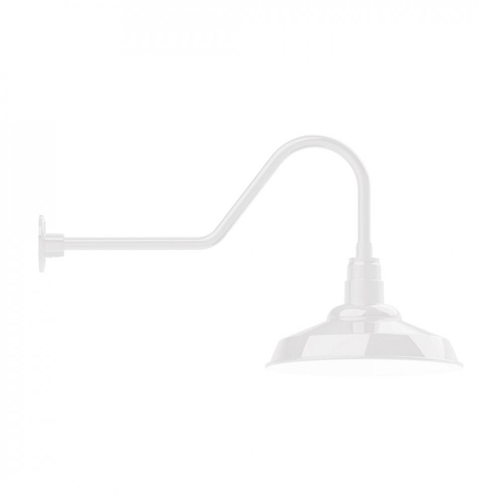 16" Warehouse shade, LED Gooseneck Wall mount, White