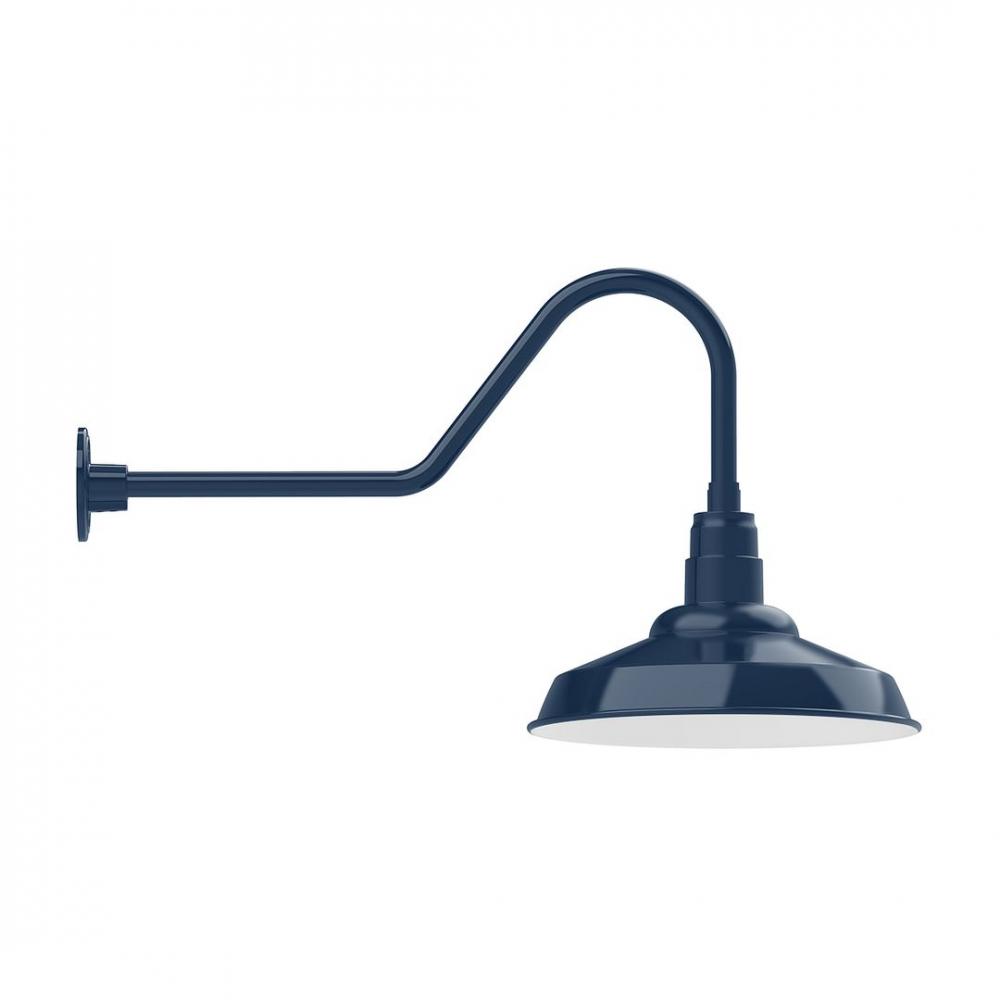 16" Warehouse shade, LED Gooseneck Wall mount with wire grill, Navy