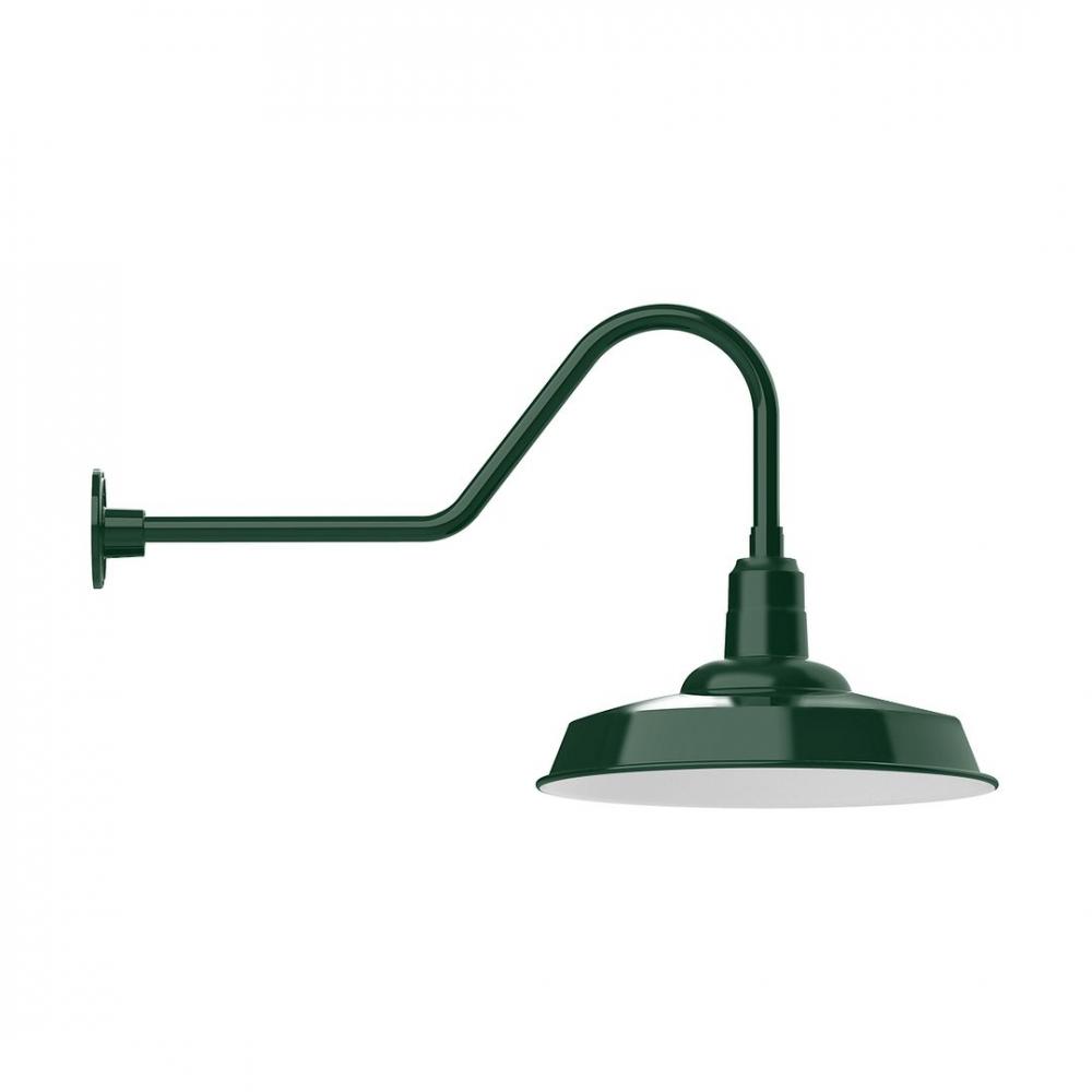 18" Warehouse shade, LED Gooseneck Wall mount, Forest Green