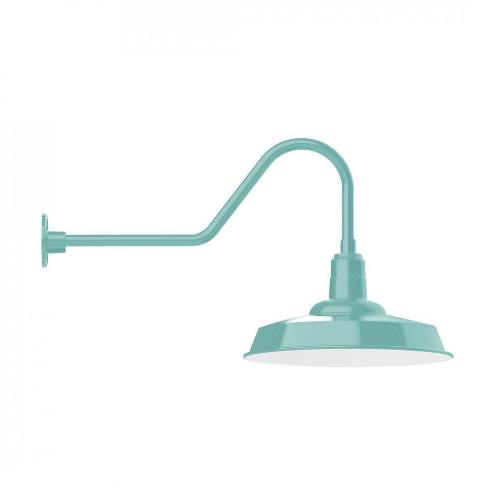 18" Warehouse shade, LED Gooseneck Wall mount, Sea Green