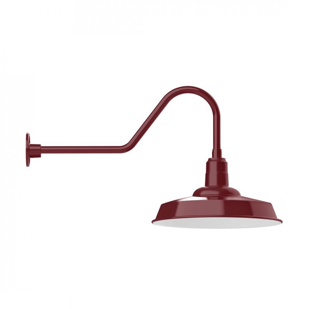 18" Warehouse shade, LED Gooseneck Wall mount, Barn Red