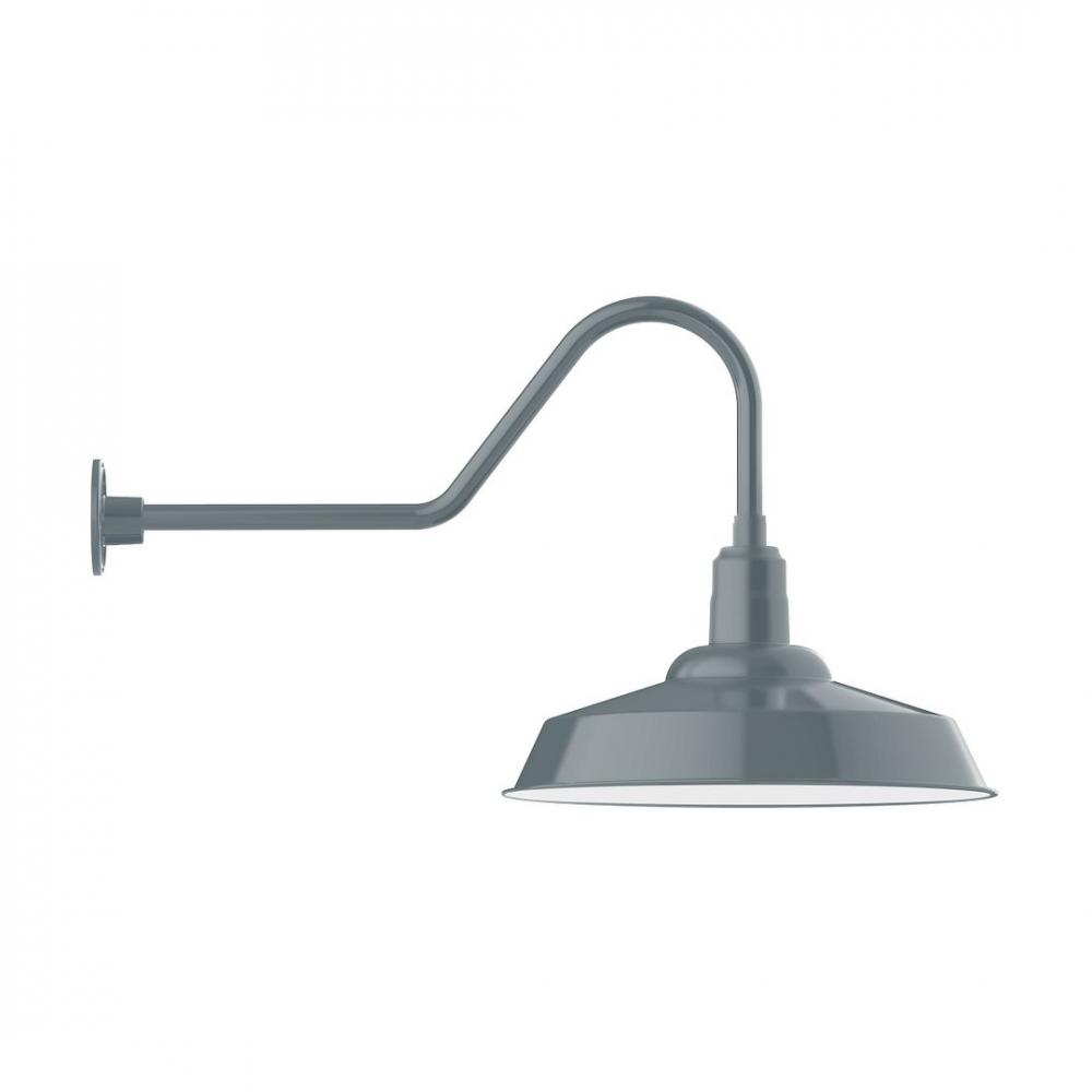 20" Warehouse shade, LED Gooseneck Wall mount, Slate Gray