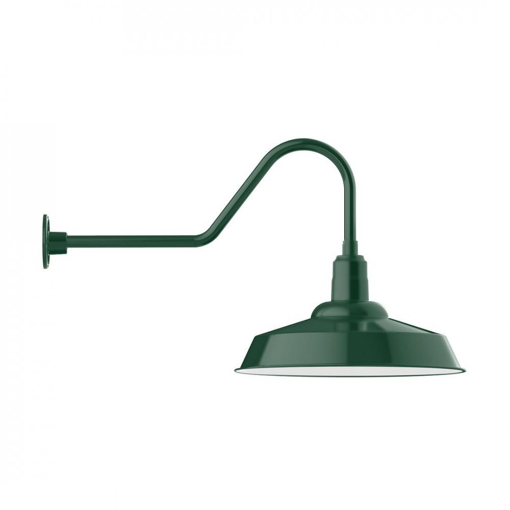 20" Warehouse shade, LED Gooseneck Wall mount, Forest Green