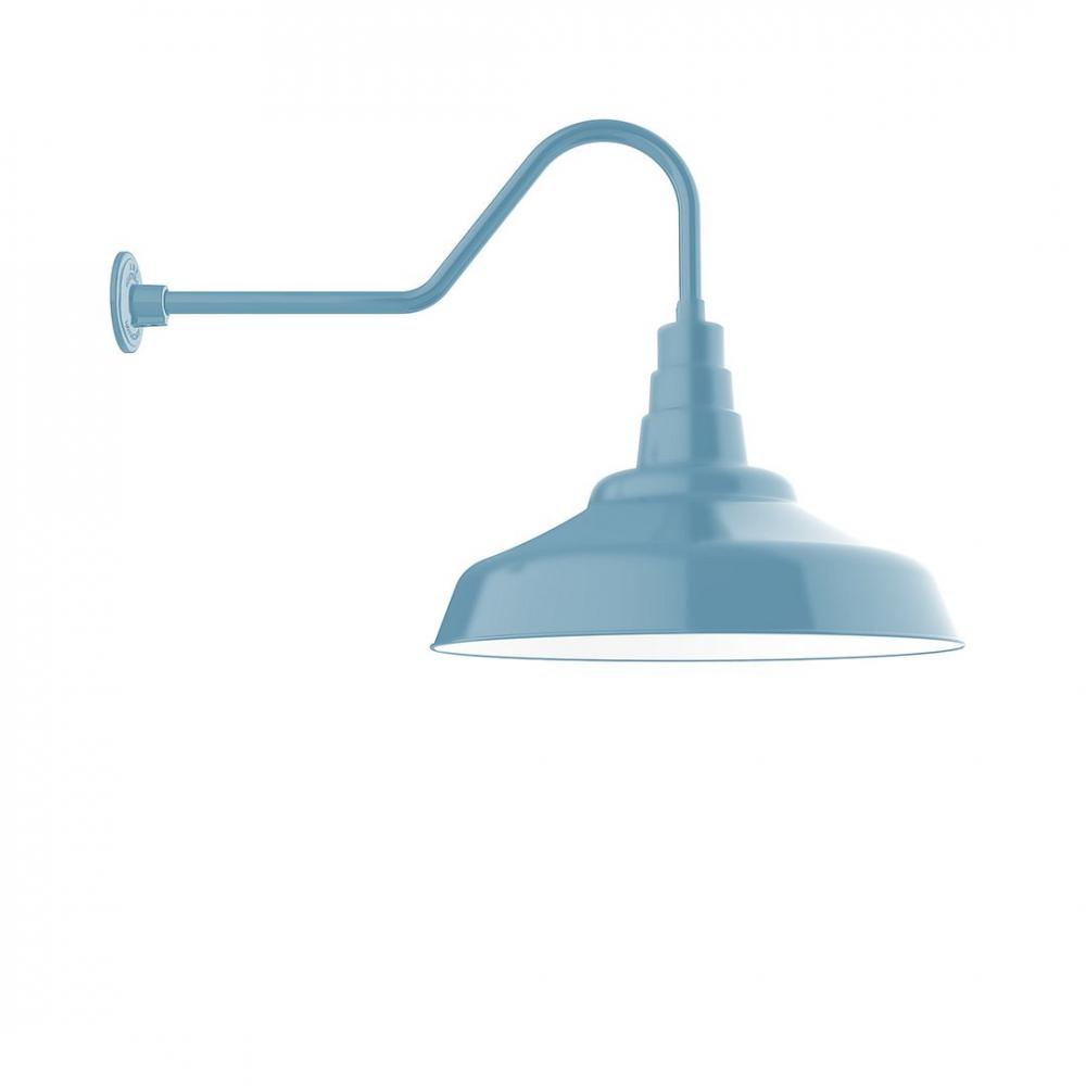 24" Warehouse shade, gooseneck wall mount, Light Blue