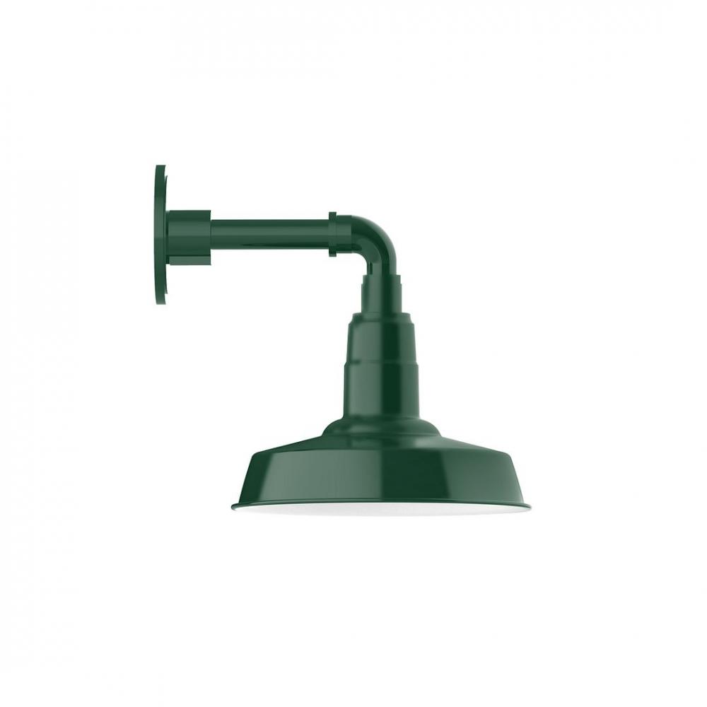 10" Warehouse shade, LED Straight Arm Wall mount, Forest Green