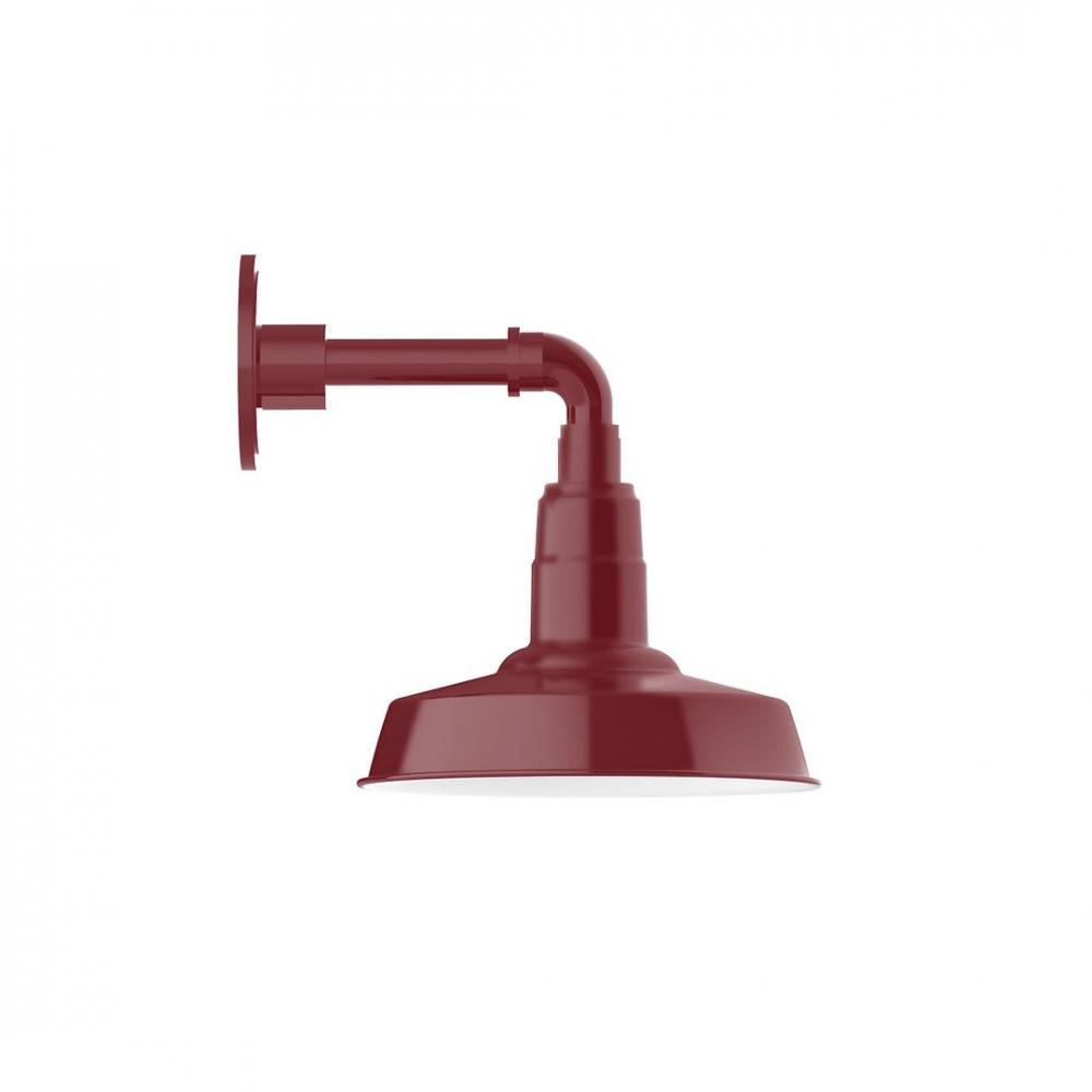 10" Warehouse shade, LED Straight Arm Wall mount, Barn Red