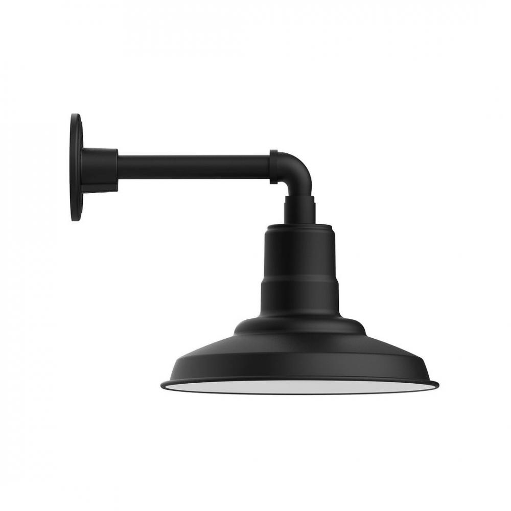 12" Warehouse shade, LED Straight Arm Wall mount, Black