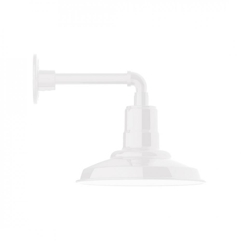 12" Warehouse shade, LED Straight Arm Wall mount, White