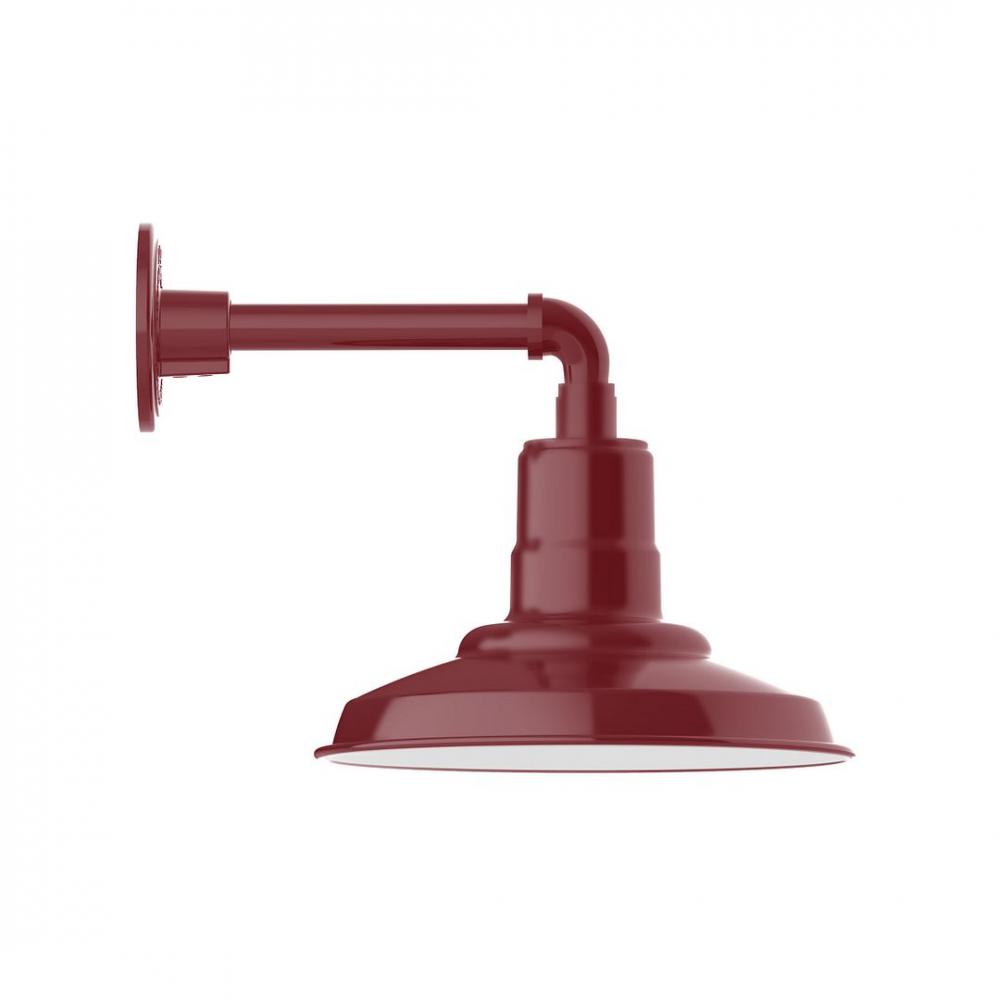 12" Warehouse shade, LED Straight Arm Wall mount, Barn Red