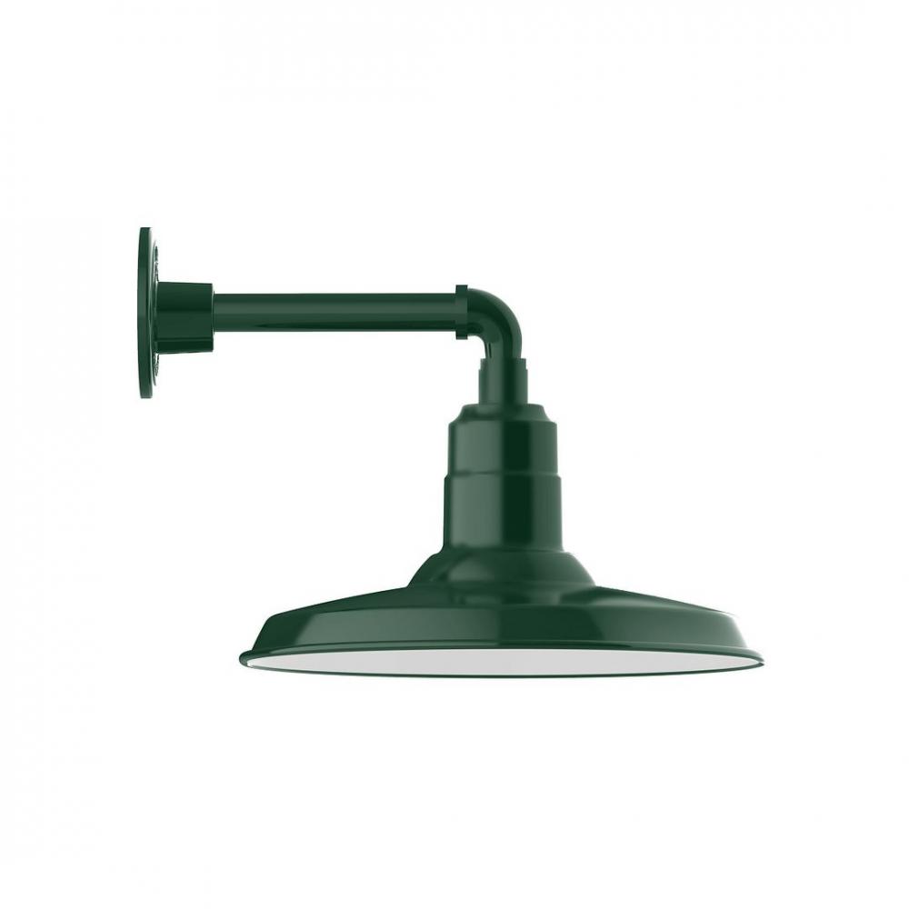 14" Warehouse shade, LED Straight Arm Wall mount, Forest Green