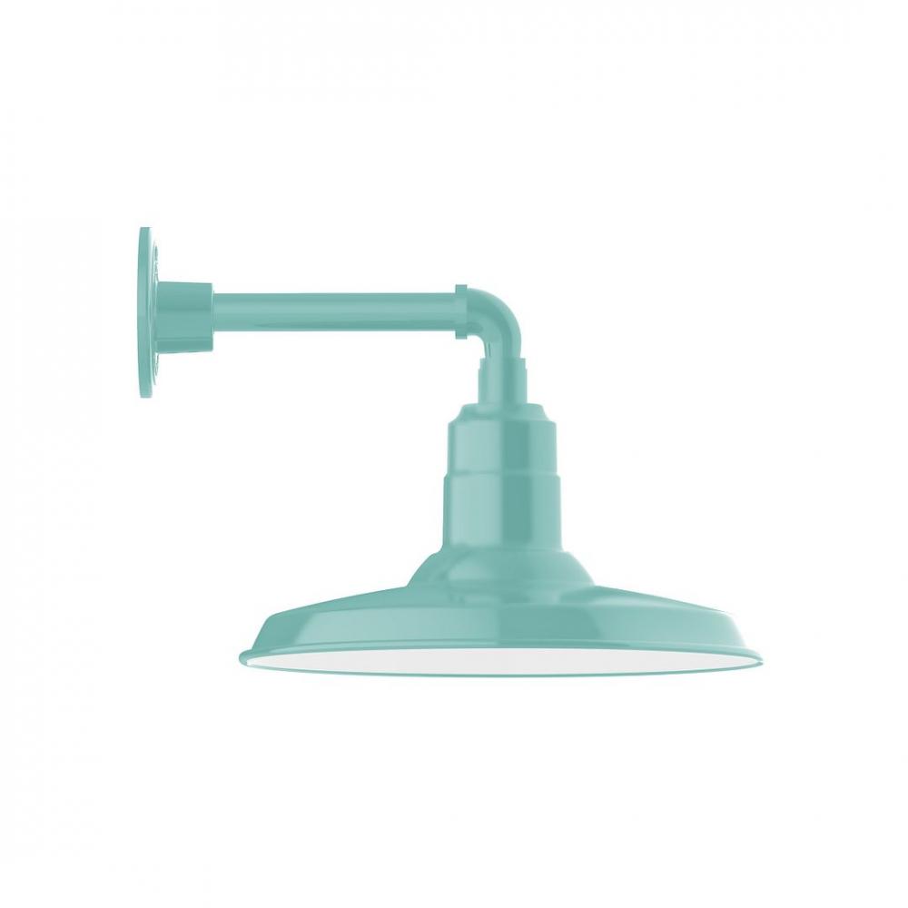 14" Warehouse shade, LED Straight Arm Wall mount, Sea Green