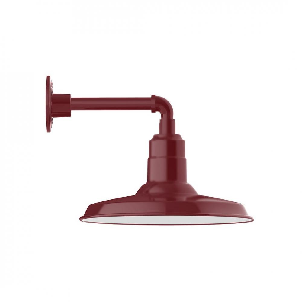 14" Warehouse shade, LED Straight Arm Wall mount, Barn Red