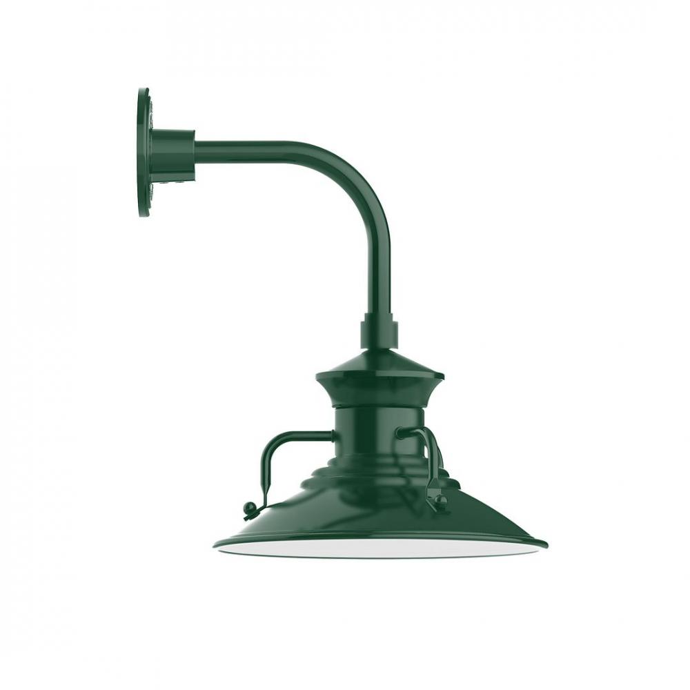 12" Homestead shade, LED Curved Arm Wall mount, Forest Green