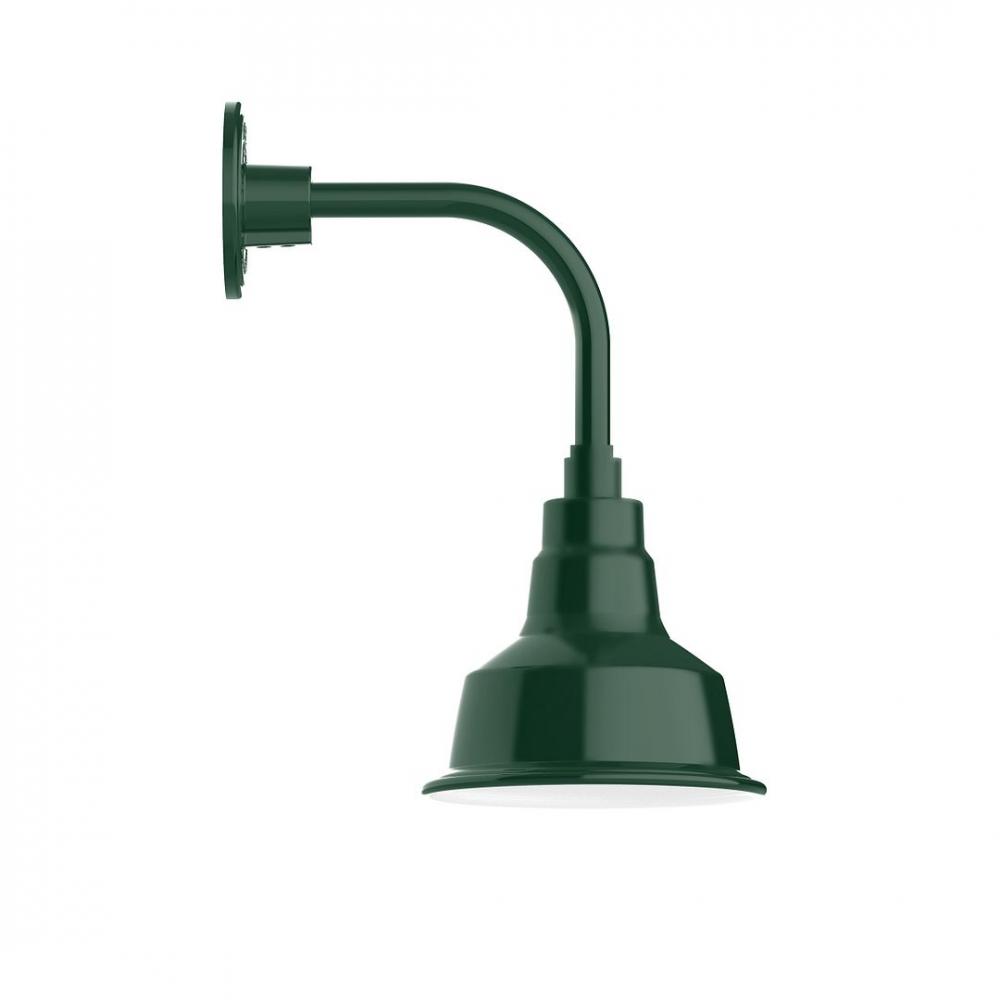 8" Warehouse shade, LED Curved Arm Wall mount, Forest Green