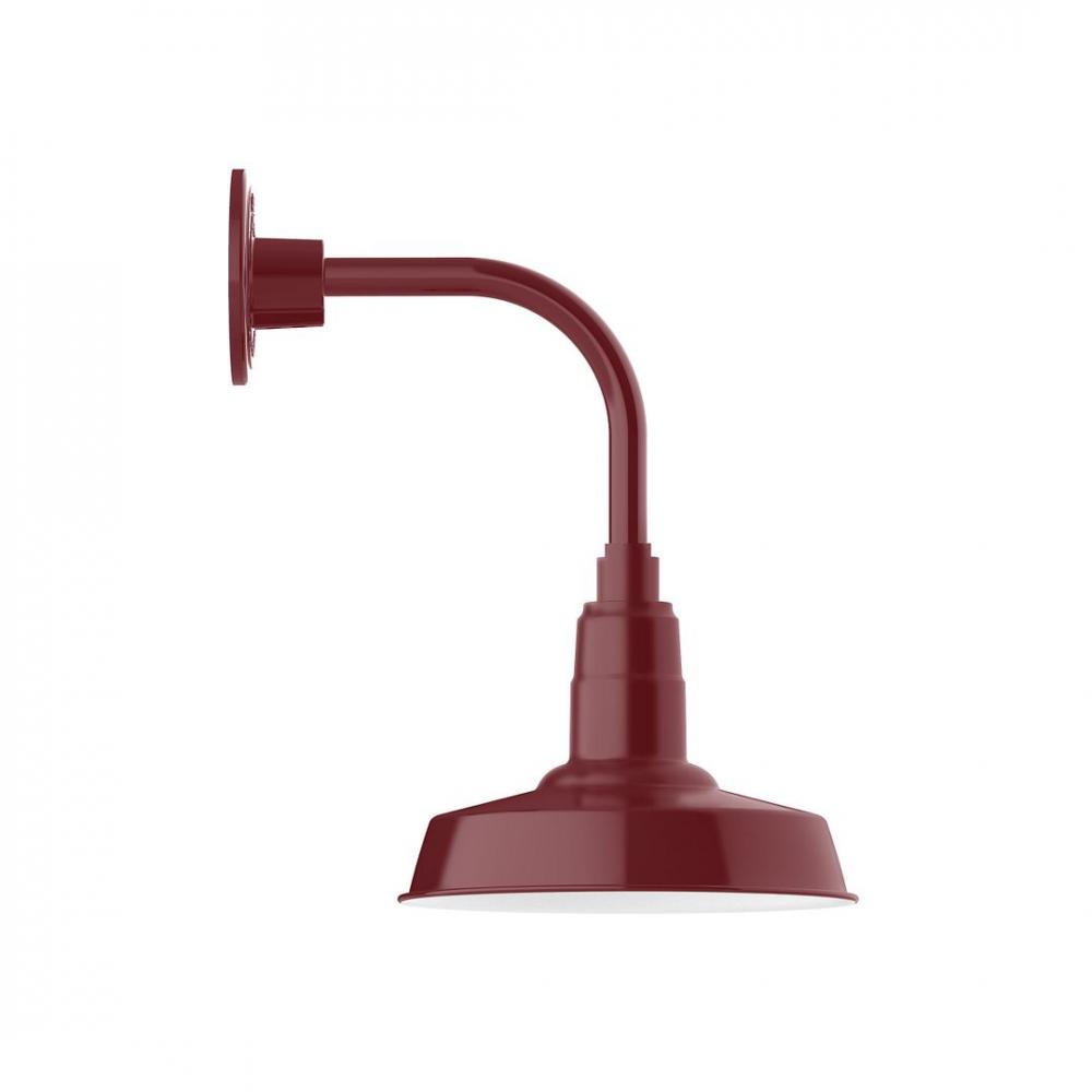 10" Warehouse shade, LED Curved Arm Wall mount, Barn Red