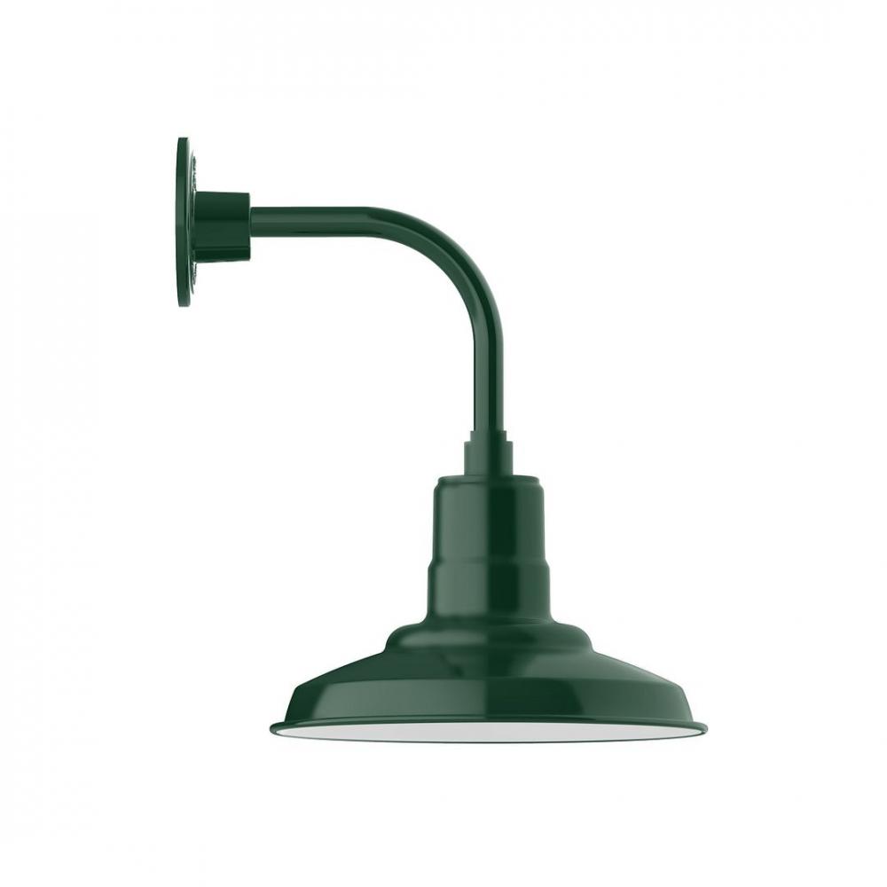 12" Warehouse shade, LED Curved Arm Wall mount, Forest Green