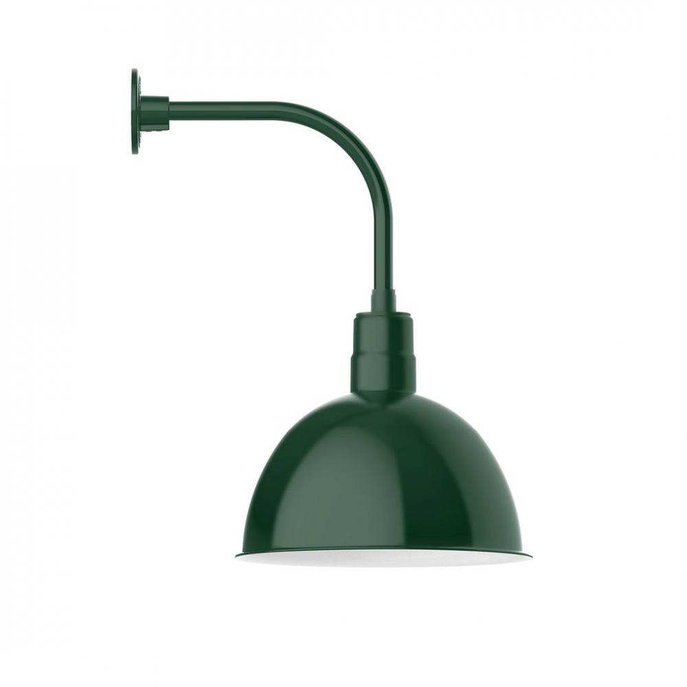 16" Deep Bowl shade, LED Curved Arm Wall mount, Forest Green