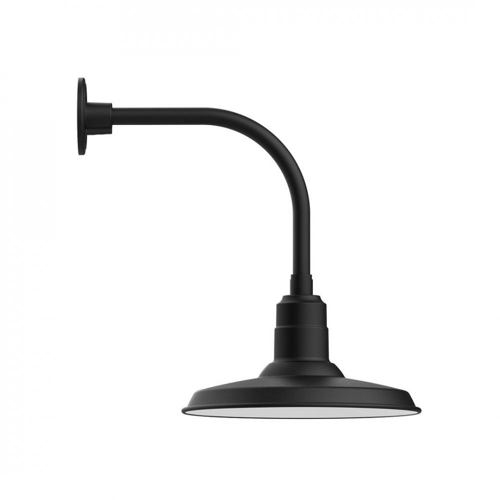 14" Warehouse shade, LED Curved Arm Wall mount, Black