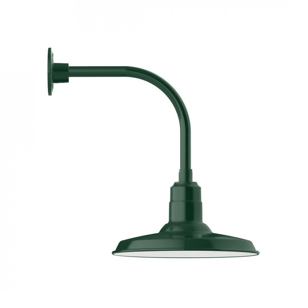 14" Warehouse shade, LED Curved Arm Wall mount, Forest Green