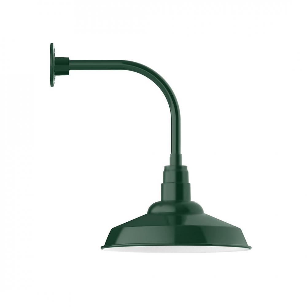 16" Warehouse shade, LED Curved Arm Wall mount, Forest Green