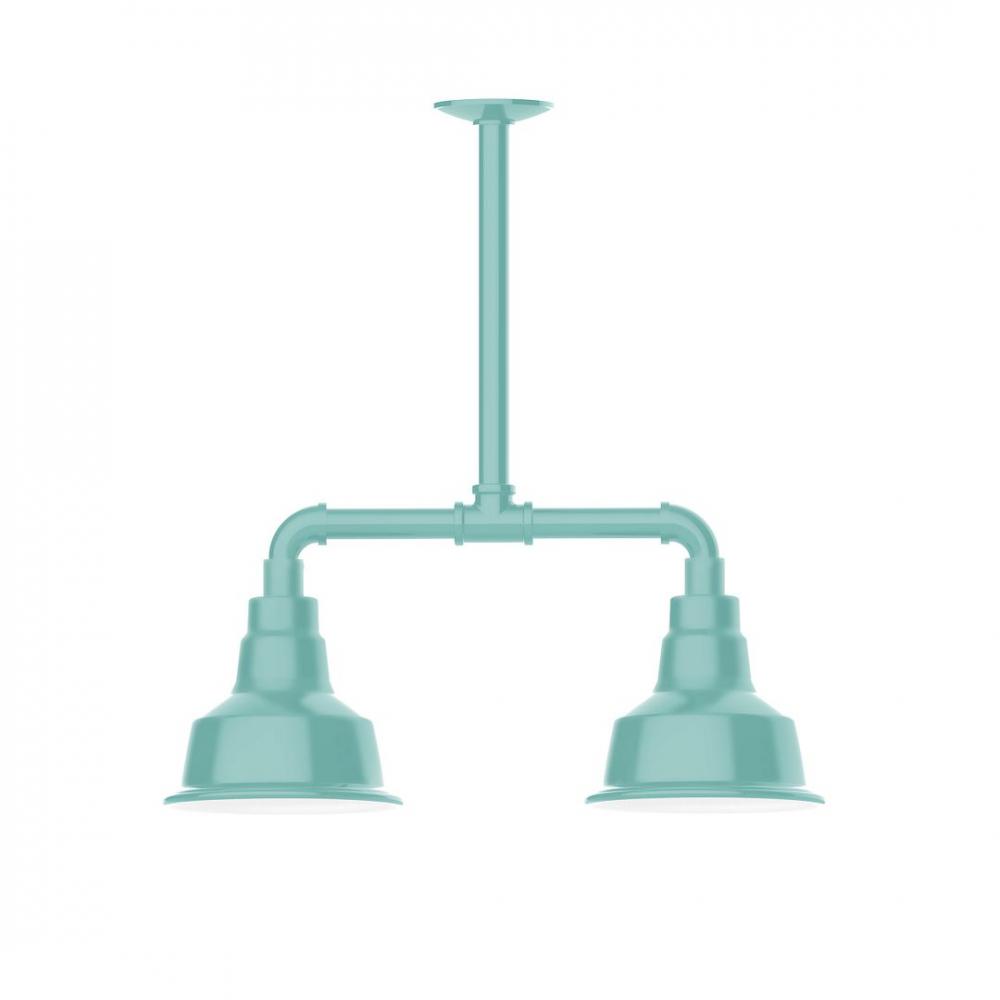 8" Warehouse shade, 2-light LED Stem Hung Pendant, Sea Green