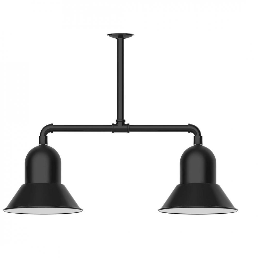 12" Prima, 2-light LED Stem Hung Pendant, Black