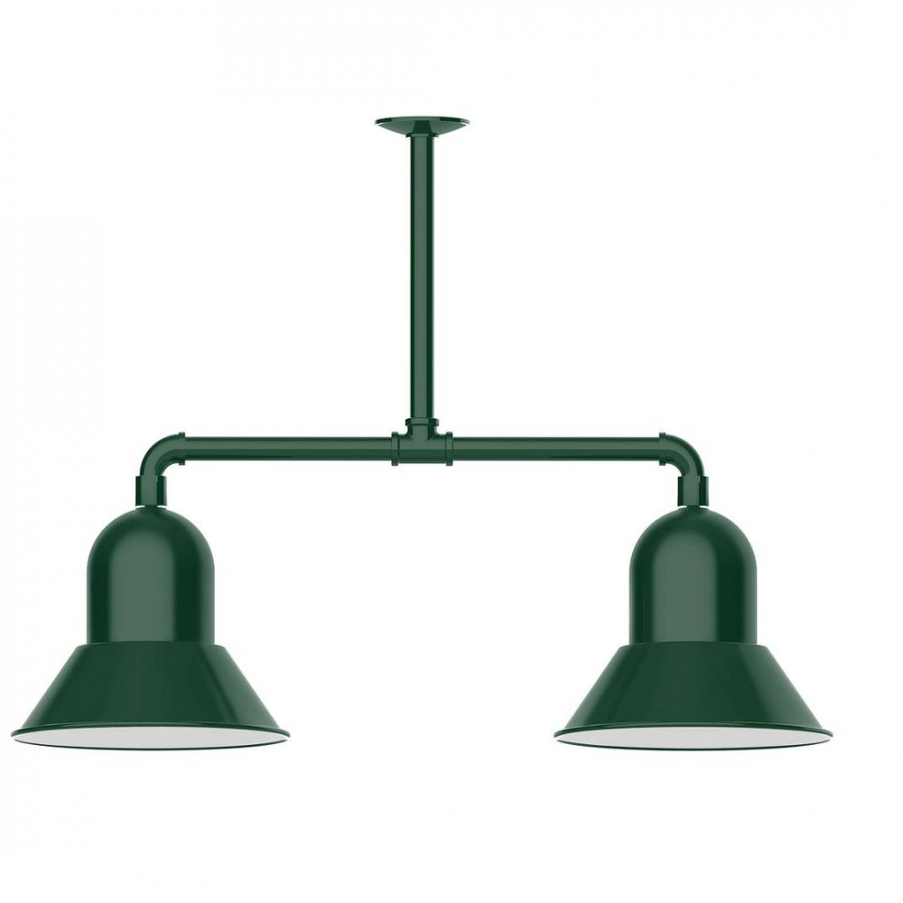 12" Prima, 2-light LED Stem Hung Pendant, Forest Green