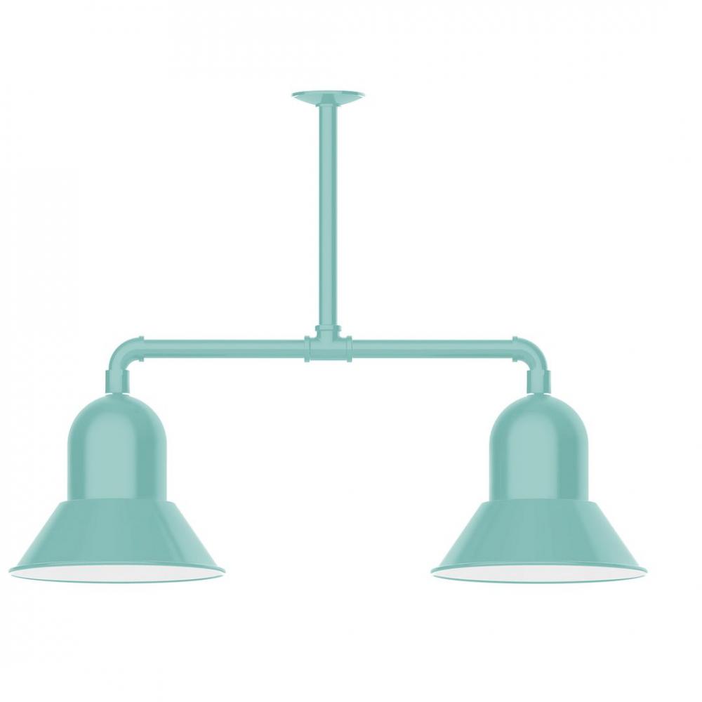 12" Prima, 2-light LED Stem Hung Pendant, Sea Green