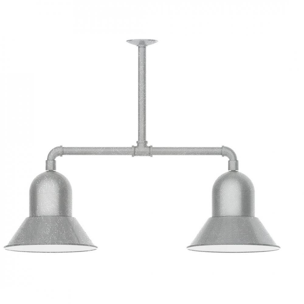 12" Prima, 2-light LED Stem Hung Pendant, Painted Galvanized