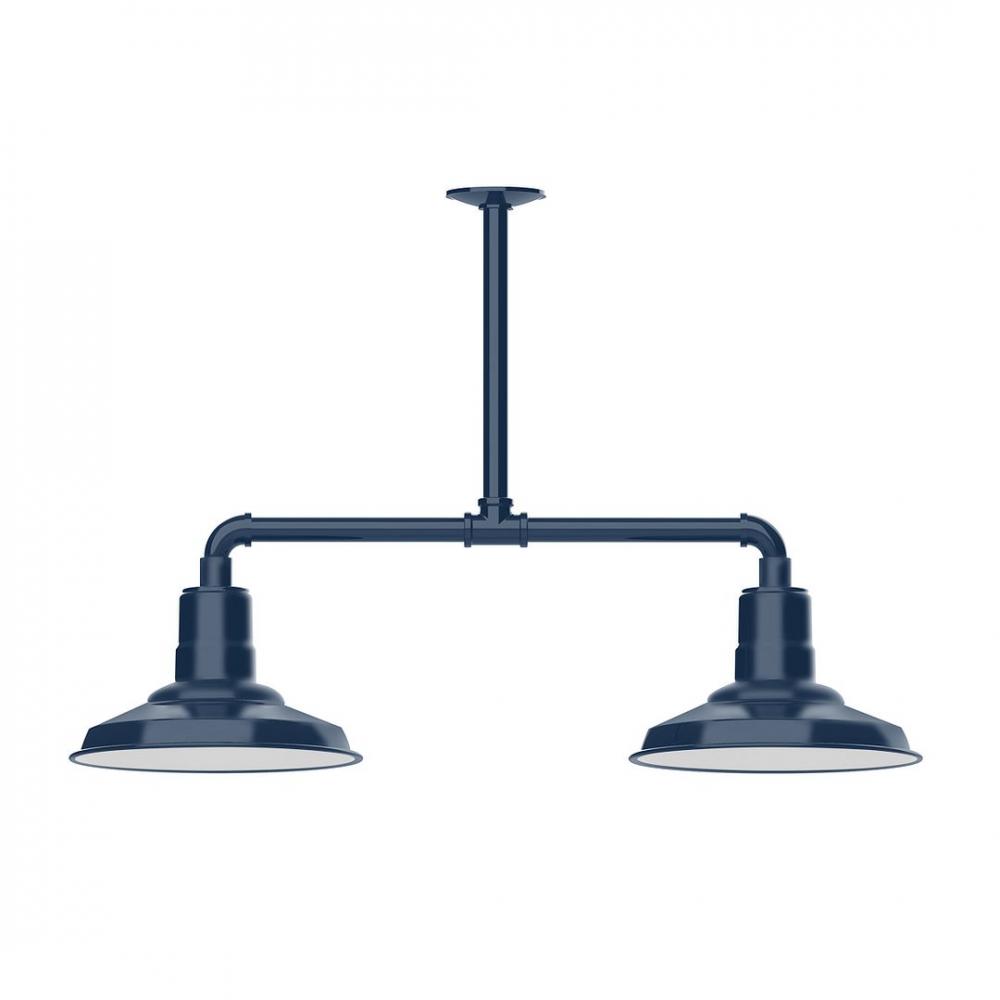 12" Warehouse shade, 2-light LED Stem Hung Pendant, Navy