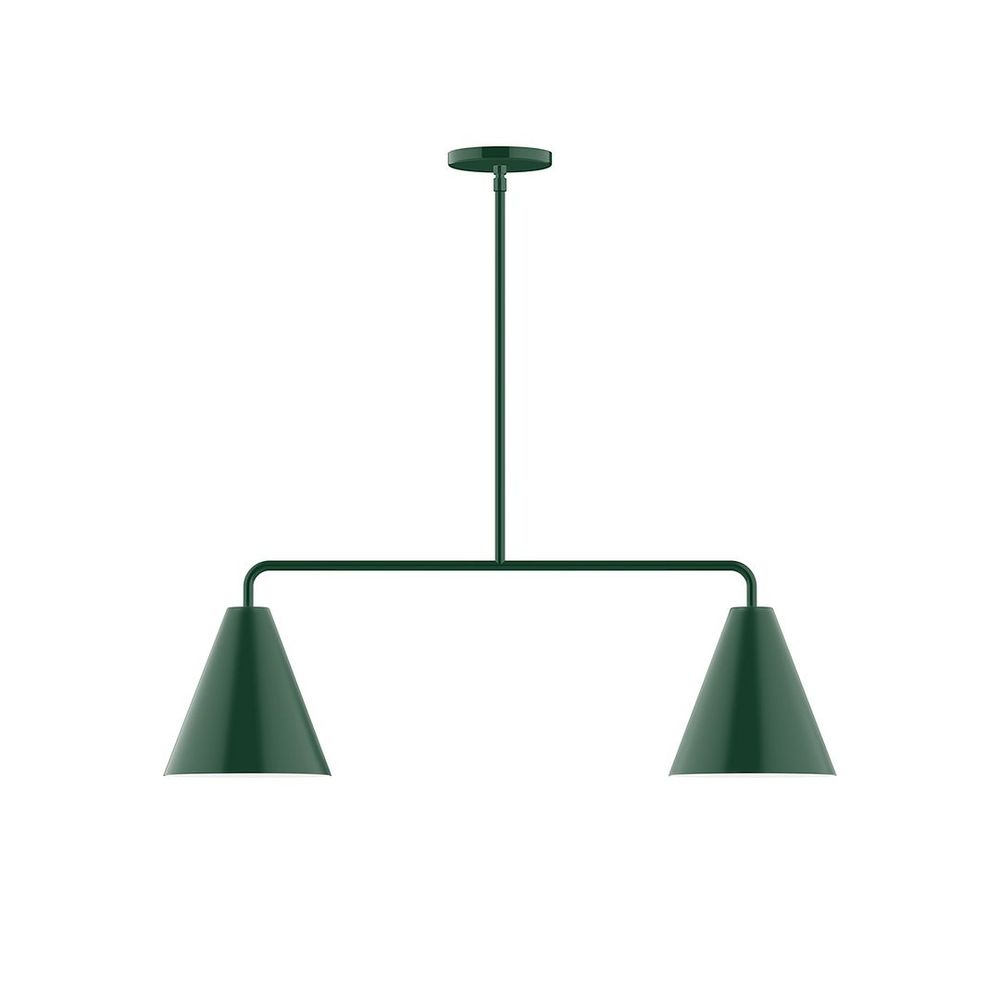 2-Light Axis Linear LED Pendant, Forest Green