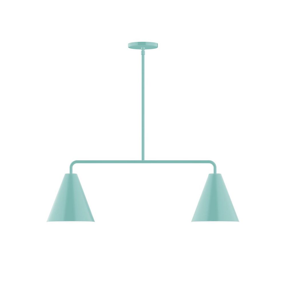 2-Light Axis Linear LED Pendant, Sea Green