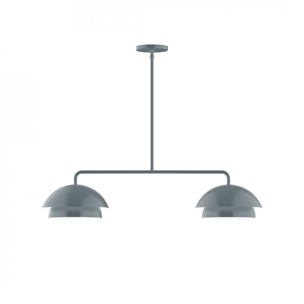 2-Light Axis Linear LED Pendant, Slate Gray