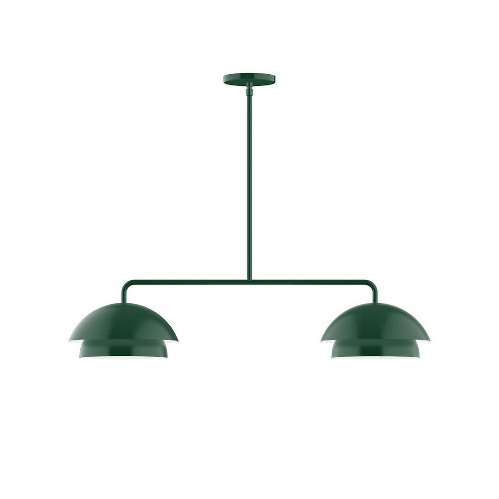 2-Light Axis Linear LED Pendant, Forest Green