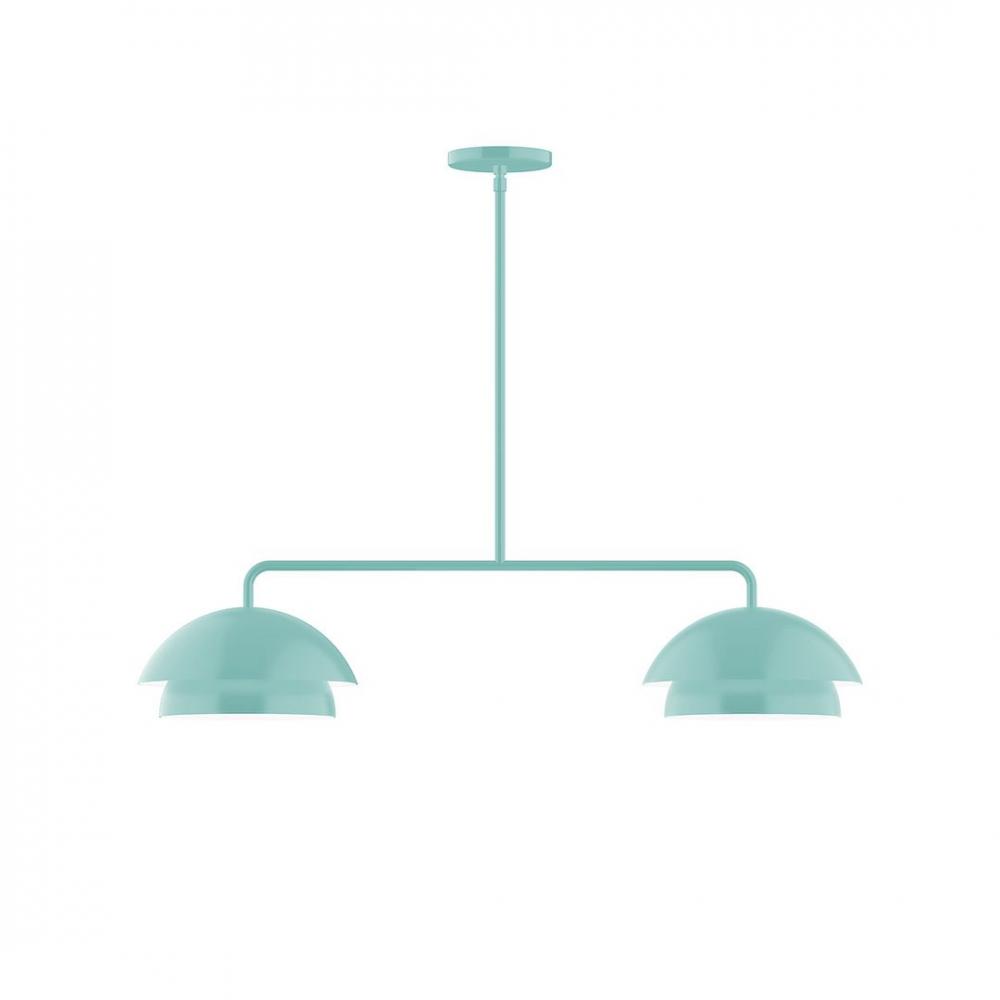 2-Light Axis Linear LED Pendant, Sea Green