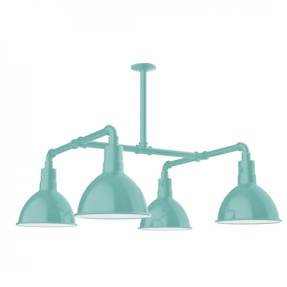 10" Deep Bowl shade, 4-light LED Stem Hung Pendant, Sea Green