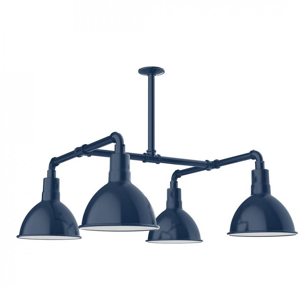 10" Deep Bowl shade, 4-light LED Stem Hung Pendant, Navy