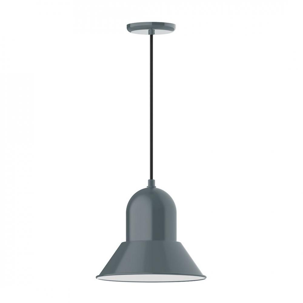 12" Prima shade, LED Pendant with navy mini tweed fabric cord and canopy, Slate Gray