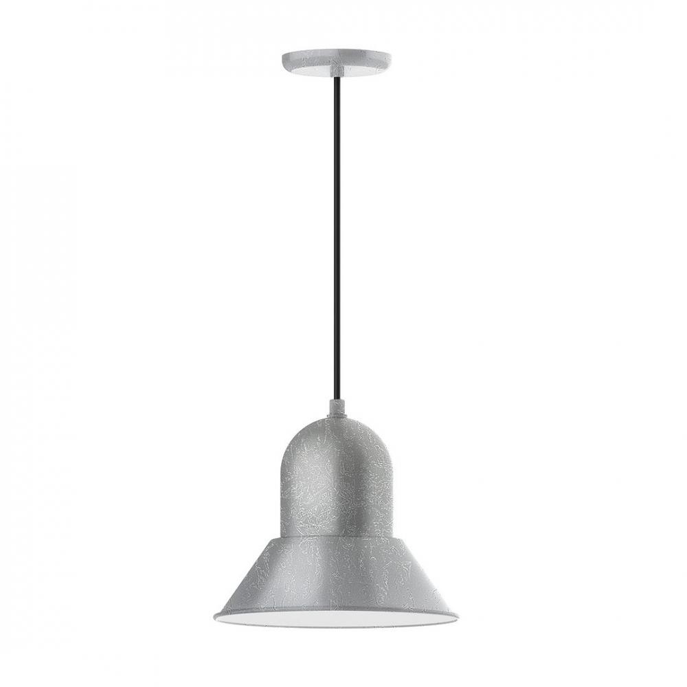 12" Prima shade, LED Pendant with neutral argyle fabric cord and canopy, Painted Galvanized